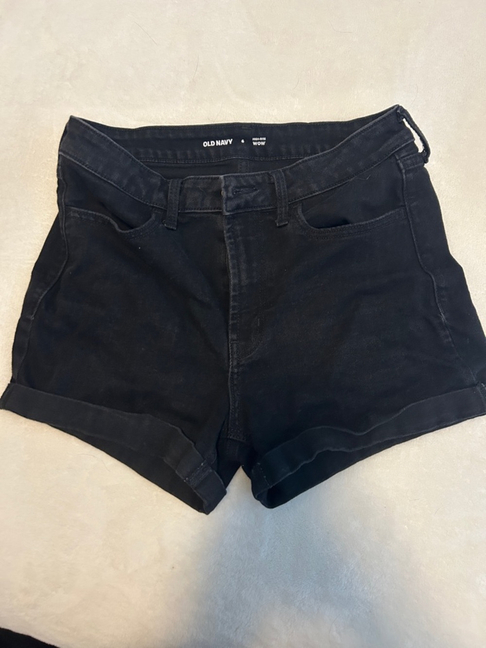 Old Navy Black Rolled-Hem High-Rise Jean Shorts